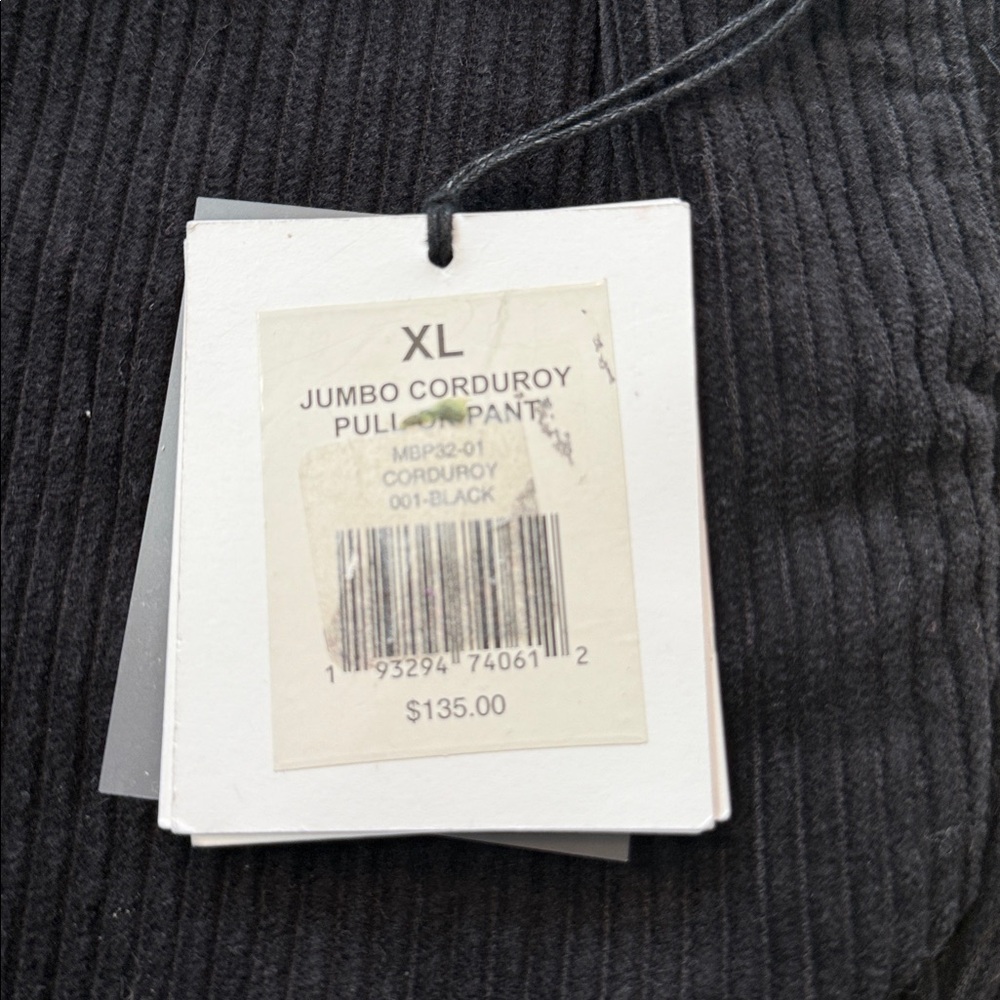 Onia Men Jumbo Corduroy Pull on Pants Black Men XL MSRP $135 NWT - Picture 4 of 11